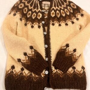 Handmade Icelandic Wool Cardigan Sweater Hekla Nordic Lopi Fair Isle pattern